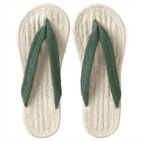 MUJI 印度棉 室内拖鞋 夹脚式/原色×绿色 M·240mm（2.0）