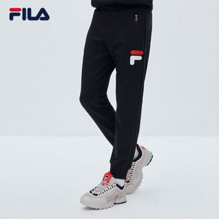 FILA 斐乐官方 男子长裤 2019冬季新款运动休闲收口裤男裤 正黑-BK 180/88A/XL