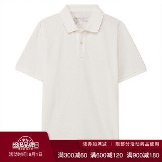 无印良品 MUJI 男式 棉 珠地网眼POLO衫 深海军蓝 S