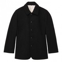 无印良品 MUJI 男式 法国羊毛混麦尔登呢 夹克 黑色 XL
