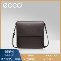 ECCO爱步2019新款男士休闲单肩斜挎包简约小方包 彼悦9105361 咖啡色910536190717