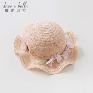 davebella戴维贝拉2019夏季新品女童儿童草帽 女宝宝渔夫帽遮阳帽 浅粉色 davebella THREE(52)