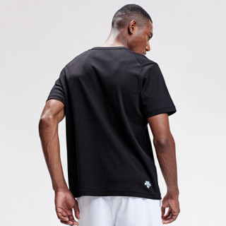 DESCENTE迪桑特 COMFORT FIT宽松版 男子针织短袖T恤 D9231ITS72 黑色-BK M(170/92A)