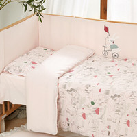 棉花堂婴儿童床上用品套件全纯棉幼儿园宝宝床单被套枕针织三件套 爱丽丝城堡 130*100cm
