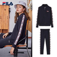 FILA 斐乐官方 套装女2019春季新款外套头运动休闲长裤女 传奇蓝-NV 160/80A/S