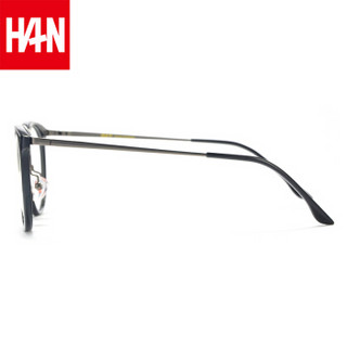 汉（HAN）眼镜框近视眼镜男女款 防辐射电脑护目镜时尚眼镜框架潮 49170 亮黑色 配1.56非球面防蓝光镜片(0-400度)