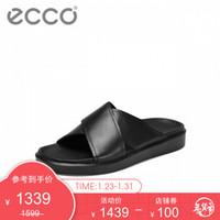 ECCO爱步男鞋透气拖鞋简约休闲沙滩鞋 柔畅273834 黑色27383401001 39