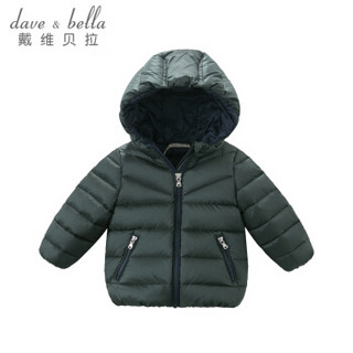 davebella戴维贝拉男童冬季轻羽绒服 宝宝保暖羽绒服DB4369 绿色 3T/90cm(建议身高80-90cm)