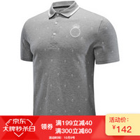 KELME卡尔美夏季复古刺绣POLO衫男休闲时尚翻领短袖3681031 浅麻灰 XL