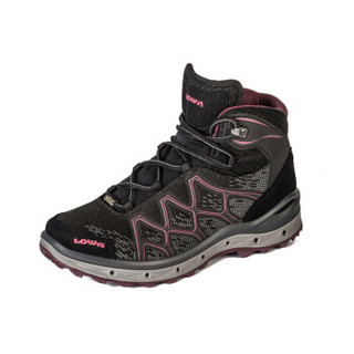 LOWA 德国 户外越野跑步防水运动鞋AEROX GTX QC Q7进口女款中帮L320611037 黑色/鲜红色 40