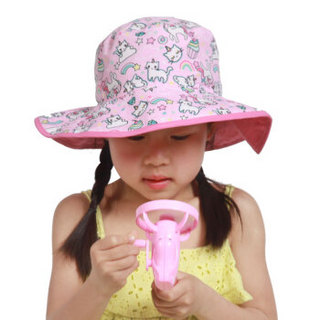 澳洲BanZ 婴幼儿双面沙滩防晒太阳帽 0-5岁 出游轻薄宽帽檐遮脸 设计师系列 新款上市 粉独角兽 2-5岁