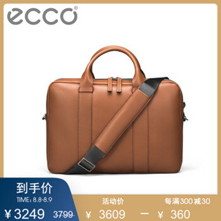 ECCO爱步2019新款男士斜挎单肩公文商务手提大包包 绅士9105431 琥珀色910543190296