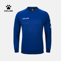 KELME卡尔美 圆领足球卫衣针织套头长袖足球服秋冬训练服运动上衣3891370 彩蓝白 L/175