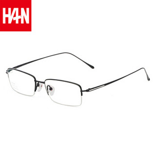汉（HAN）眼镜框近视眼镜男女款 纯钛防辐射护目镜近视眼镜框架 J81882 纯黑 眼镜架
