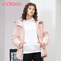 Kappa卡帕 女梭织羽绒服防寒服加厚短款连帽暖外套|K0862YY72D 浅粉色-411 S