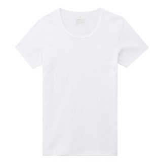 無印良品 MUJI 無印良品  女式 棉罗纹编织圆领短袖T恤 白色 M