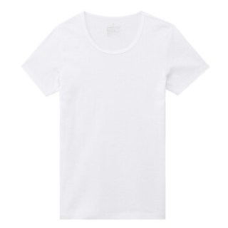 無印良品 MUJI 無印良品  女式 棉罗纹编织圆领短袖T恤 白色 M