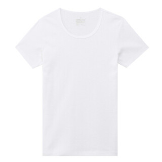 無印良品 MUJI 無印良品  女式 棉罗纹编织圆领短袖T恤 白色 M