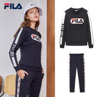 FILA 斐乐官方女套装2019春季新品卫衣针织串标长裤女装 传奇蓝-F11W918219FNV，F11W918 160/80A/S