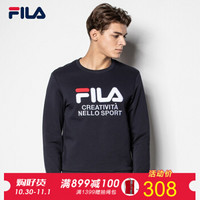 FILA 斐乐官方 男子卫衣 2019秋季新款套头圆领长袖运动套头衫男 传奇蓝-NV 180/100A/XL