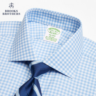 Brooks Brothers/布克兄弟男士19秋冬修身免烫牛津纺商务长袖衬衫 B115-蓝白格纹 15/H/3