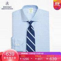 Brooks Brothers/布克兄弟男士19秋冬修身免烫牛津纺商务长袖衬衫 B115-蓝白格纹 15/H/3