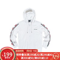 PONY波尼新品男连帽外套拉链运动休闲夹克串标字母卫衣91M2JA03 白色 M(175/96A)