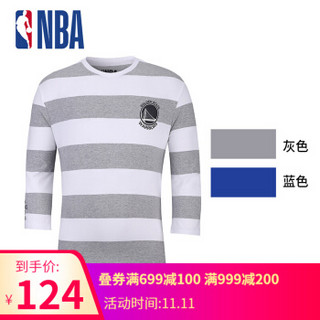 NBA潮流服饰 勇士队 夏季运动潮款圆领短袖T恤 情侣款 MK0715AA 麻灰色 S