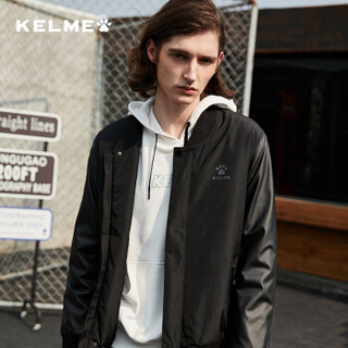 KELME卡尔美 秋冬休闲夹克男棒球领运动棉服外套3881410 黑色 4XL