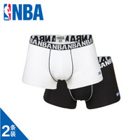 NBA 运动内裤 男士棉短裤 平角裤 2条装 透气吸汗 蓝/白 WLTJS138 图片色 XL