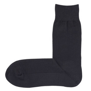 无印良品 MUJI 男式 合脚直角 珠地网眼编织 袜子 黑色 25-27cm（40-44）