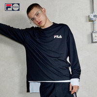 FILA 斐乐官方 2019 FUSION系列男女通用长袖T恤春季新品情侣T恤 黑色-BK 170/92A/M