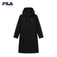 FILA 斐乐官方 女子外套 2019冬季运动休闲针织中长款连帽上衣 正黑色-BK 165/84A/M