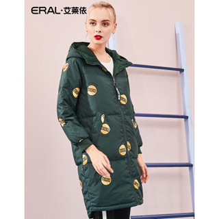 ERAL/艾莱依2018年新款羽绒服女式中长款韩版大衣 橄榄绿 170/92A/XL