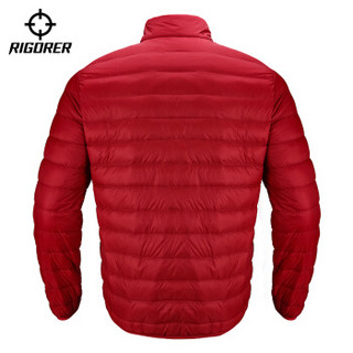 准者羽绒服新款运动男大码时尚休闲防风保暖外套轻薄短款透气上衣 纯正红 XL