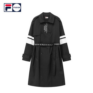 FILA FUSION斐乐2019 F系列长款风衣男女春季新品梭织上衣翻领休闲外套 深黑-BK 175/96A/L