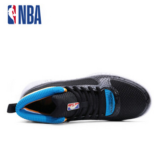 NBA球鞋透气飞织室内篮球运动鞋篮球鞋鞋子男 勇士队 黑/奥运蓝/白-2 42