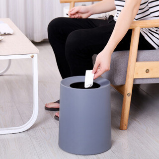 莱朗 家用欧式双层无盖纸篓分类垃圾桶 创意厨房卫生间卧室客厅垃圾桶 办公室废纸篓 灰色 8L
