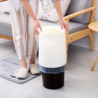 莱朗 家用欧式双层无盖纸篓分类垃圾桶 创意厨房卫生间卧室客厅垃圾桶 办公室废纸篓 灰色 8L