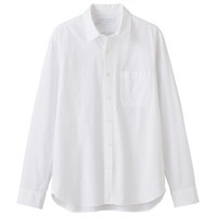 無印良品 MUJI  男式 棉水洗 平纹衬衫 白色 XL
