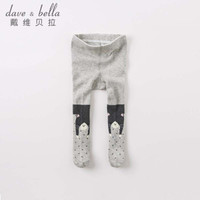 davebella戴维贝拉秋季新款女童儿童连裤袜 婴幼儿宝宝打底裤 DB8877浅灰 24M(建议身高73-80cm)