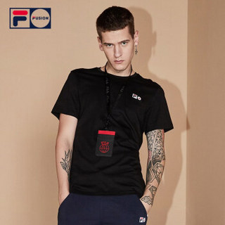 FILA （斐乐）FUSION 系列男子短袖衫 2019夏季新款 复古短袖T 黑色-BK 180/100A/XL