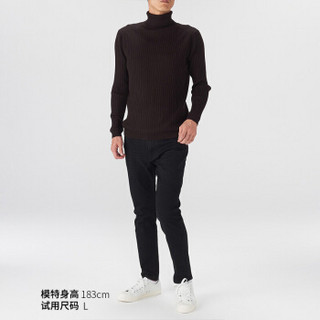 无印良品 MUJI 男式 未造成颈部刺痛感 宽罗纹高领 棕色 XS