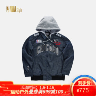 nba style潮流服饰芝加哥公牛队男款百搭连帽撞色棉上衣外套 图片色 s