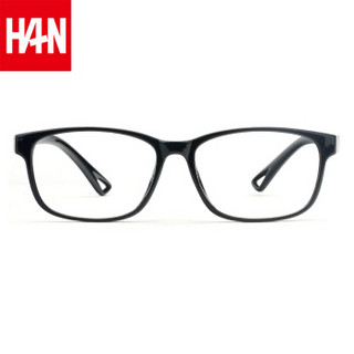 汉（HAN）光学眼镜框架男女款 TR近视眼镜可配镜 49325 亮黑色 配1.67防蓝光镜片400-1000度
