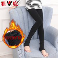 雅鹿 女童加绒黑色保暖打底裤