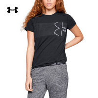 Under Armour 安德玛 UA女子Chest Logo T恤-1321145 黑色001 L 建议购买大一码