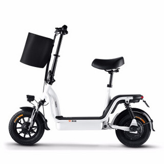 雅迪(yadea)新款 可可48V电动车 12AH 时尚迷你电动自行车滑板车 皎月白