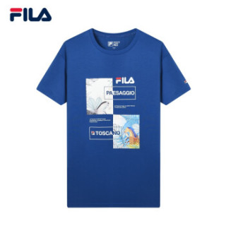 1fila 斐乐官方 男子针织短袖衫 2019秋季新款时尚休闲印花短袖t恤
