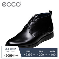 ECCO爱步英伦风男鞋商务正装皮鞋透气平底鞋 杰瑞德602044 黑色01001 39